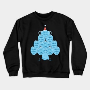 Quarantine Christmas 2020 face mask trees Crewneck Sweatshirt